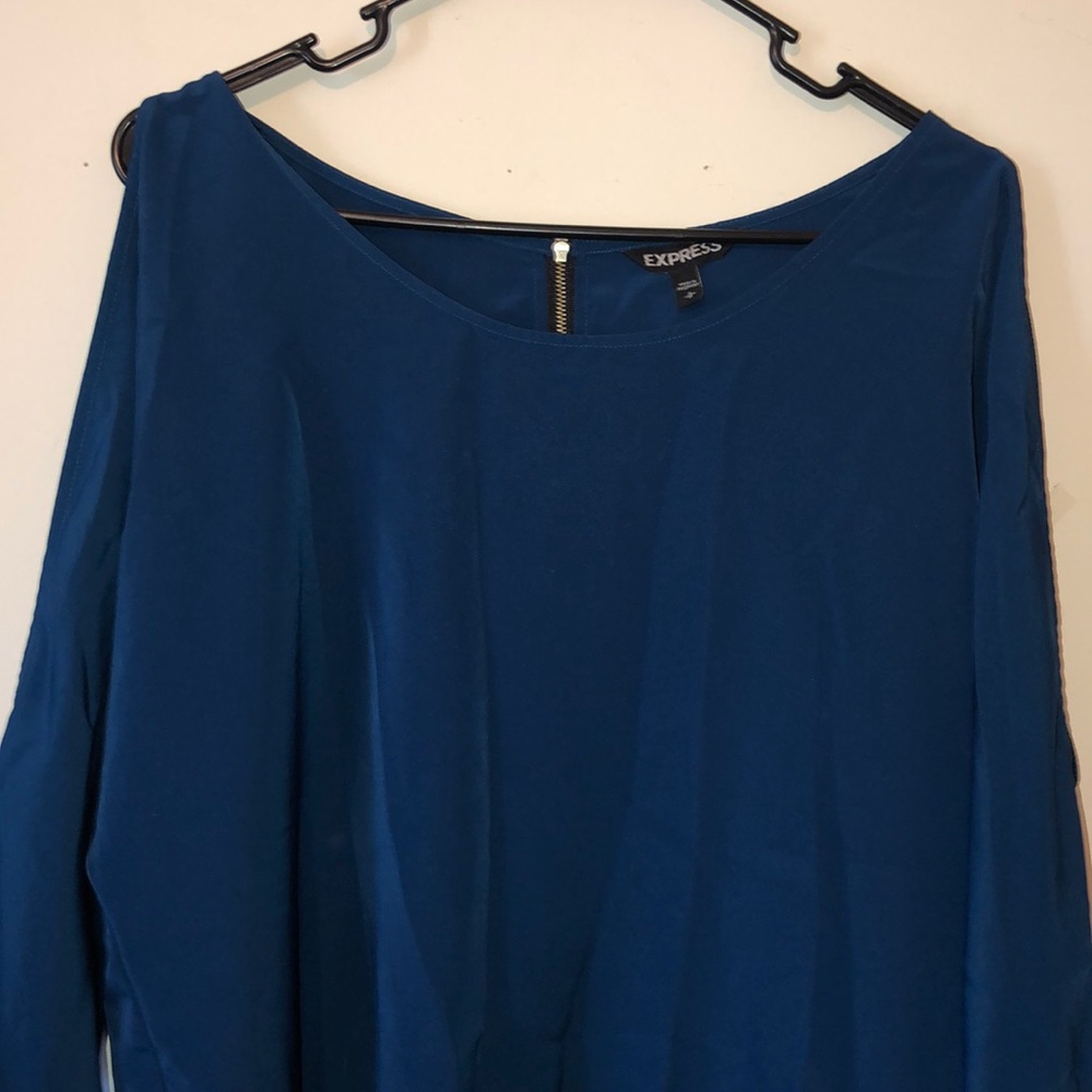 Long open sleeve teal dress